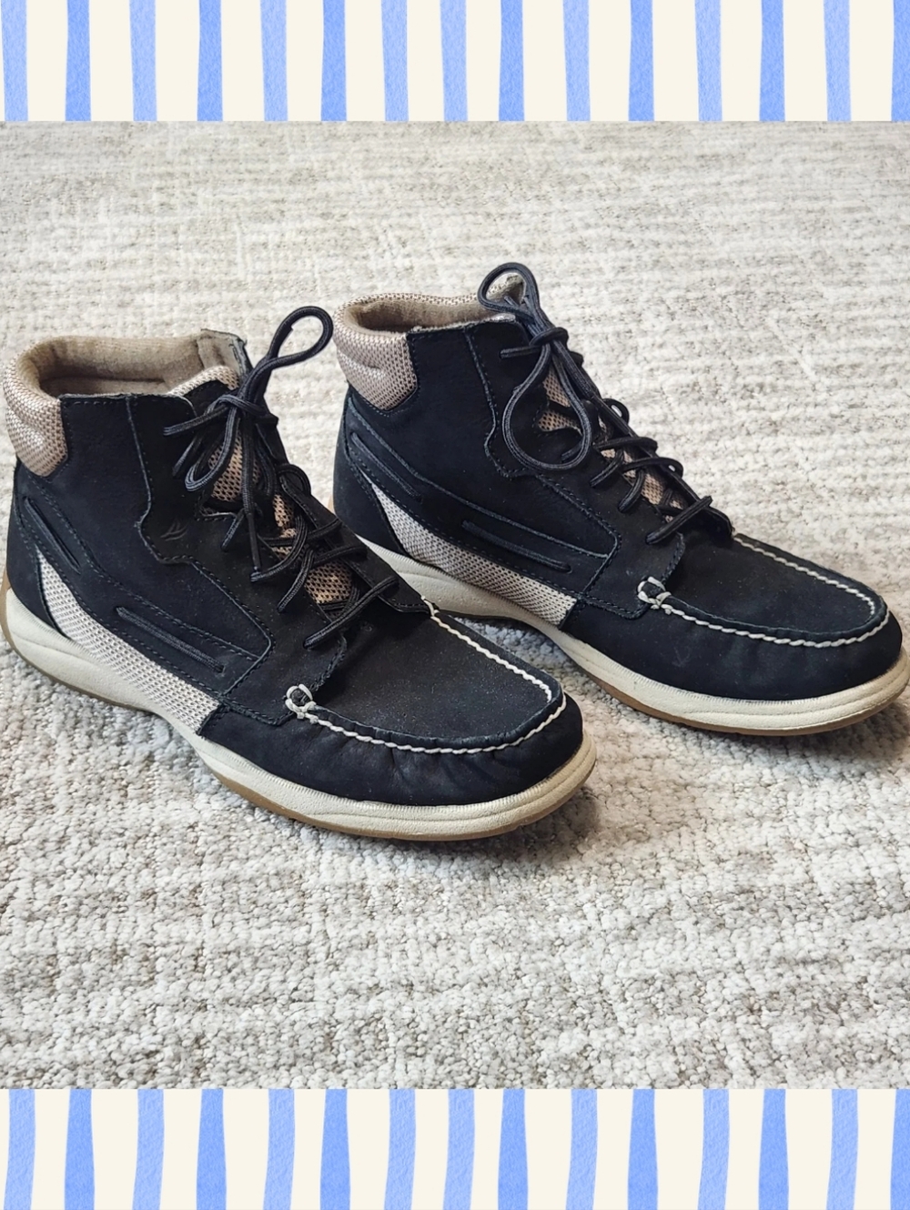 Sperry women's Top Sider Hi-Top Boat Shoes black size 8.5
